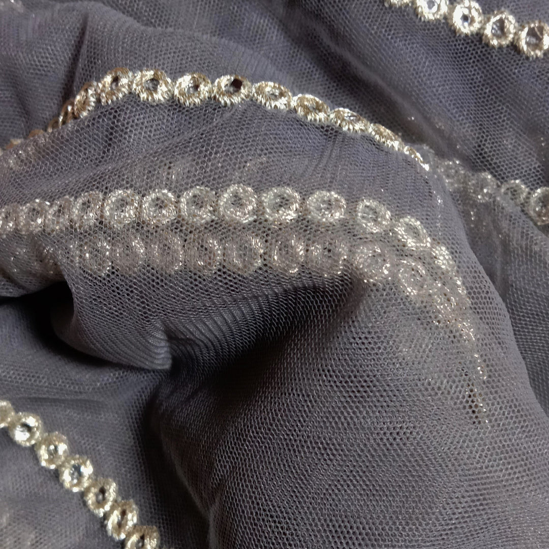 Deep Grey Net Embroidery Fabric