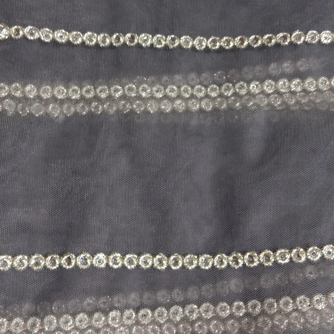 Deep Grey Net Embroidery Fabric