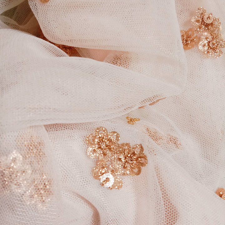 Pale Pink Net Embroidery Fabric
