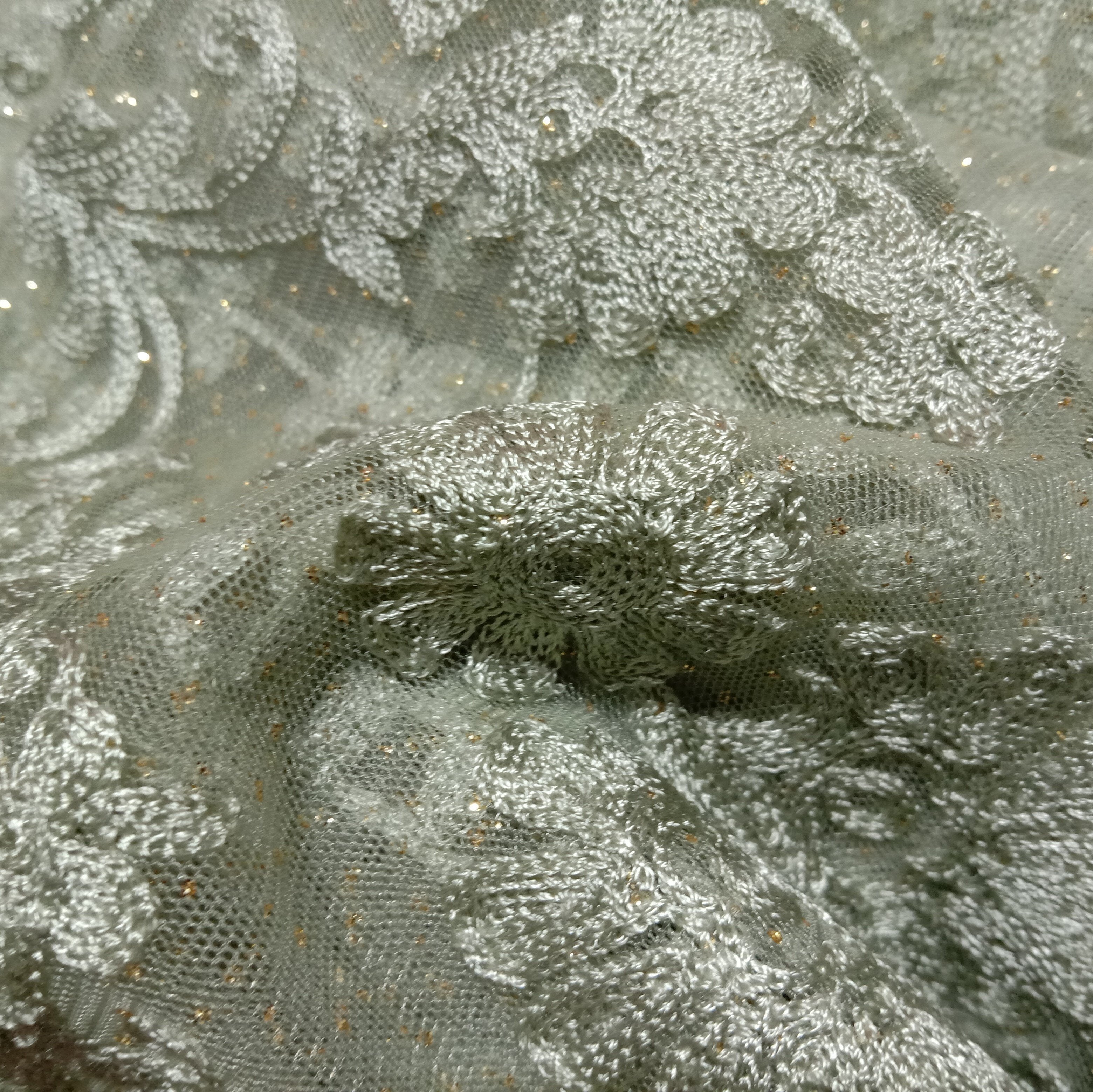 Mint Green Net Embroidery Fabric