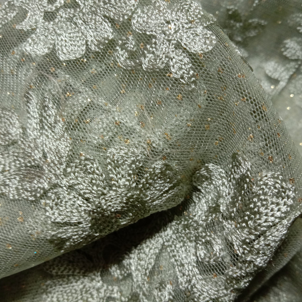 Mint Green Net Embroidery Fabric