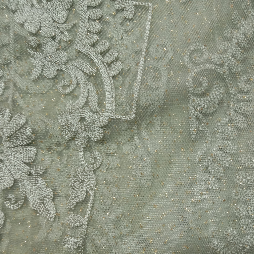 Mint Green Net Embroidery Fabric