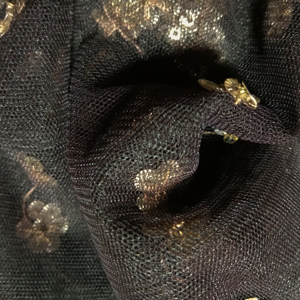 Black Net Embroidery Fabric