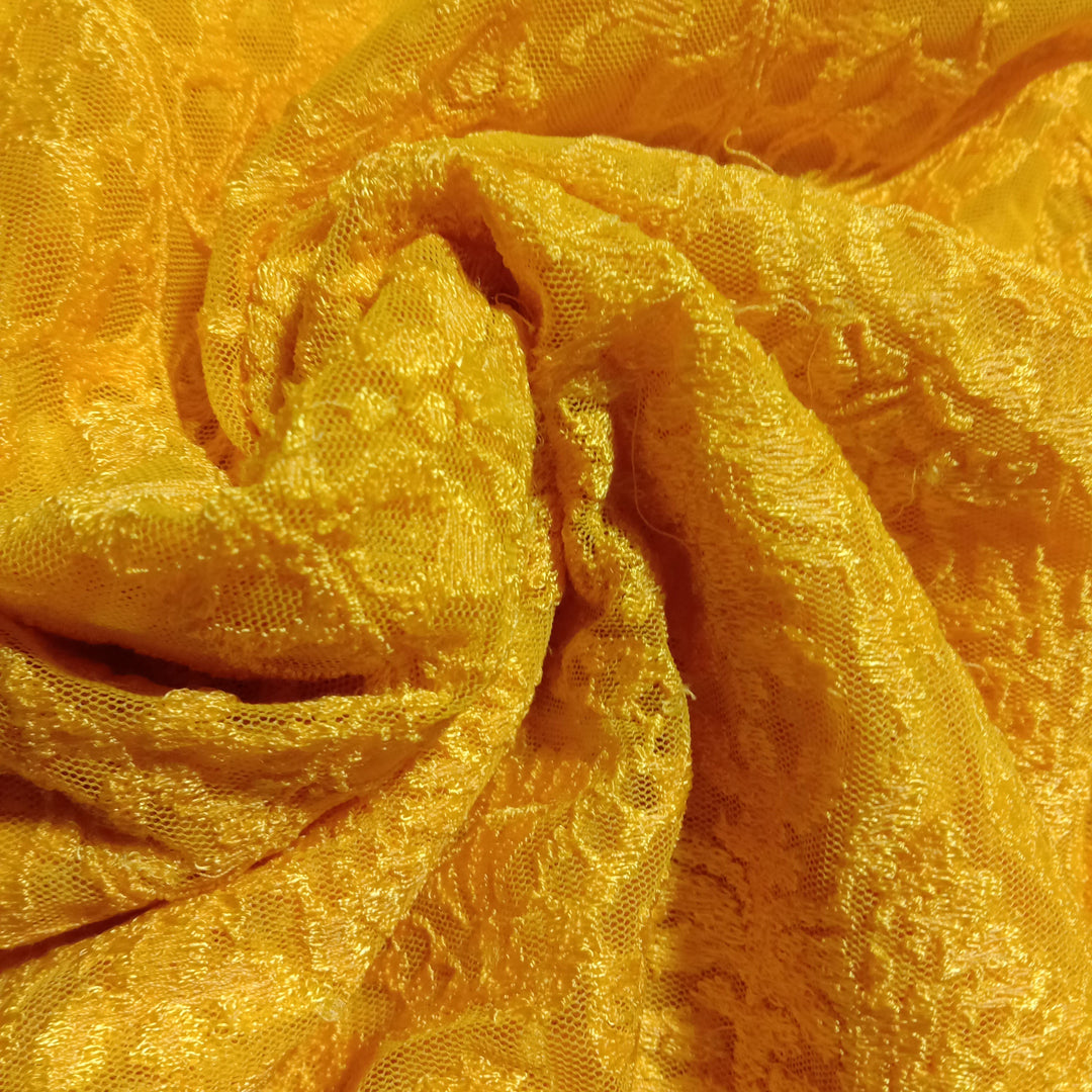 Turmeric Yellow Net Designer Fabric
