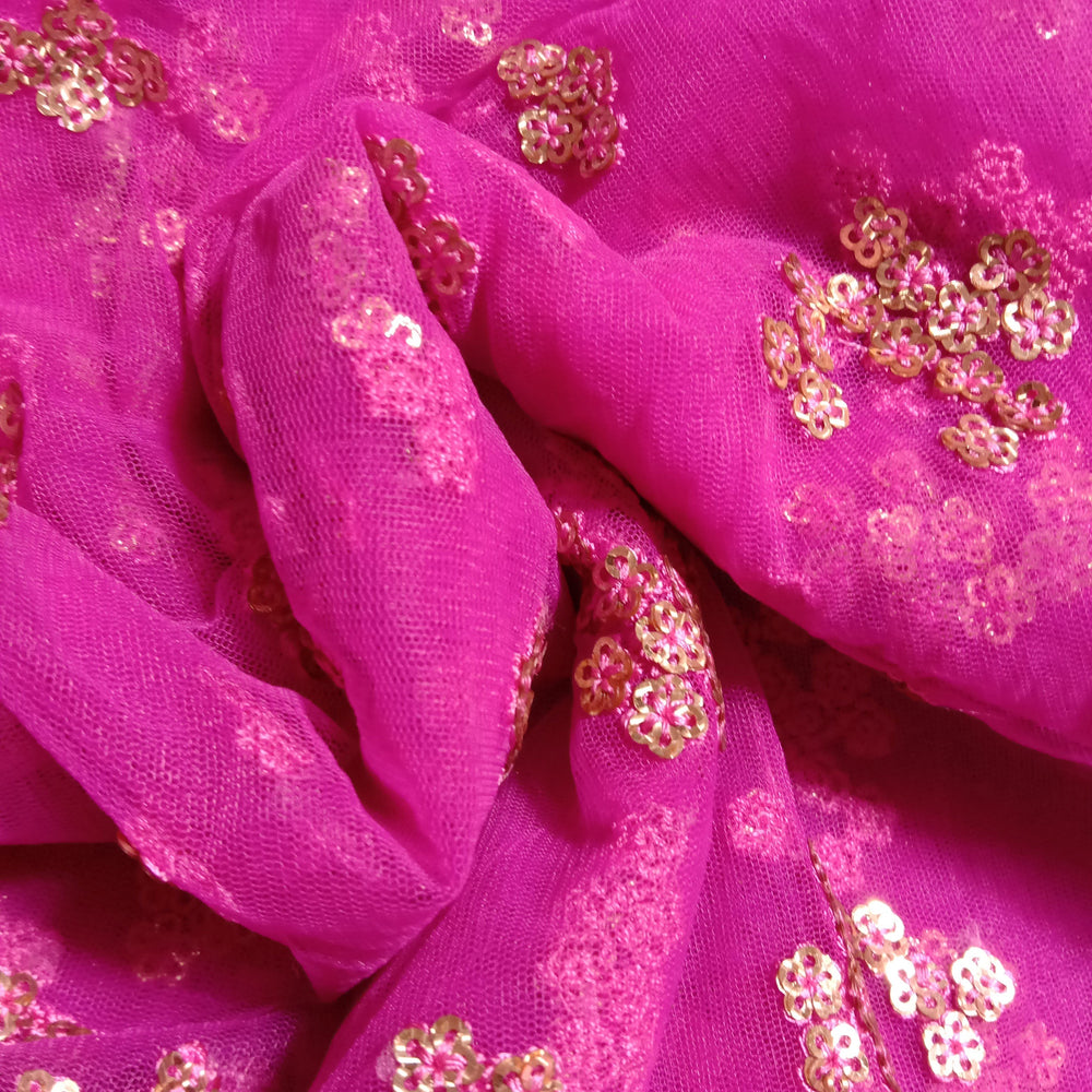 Magenta Purple Net Embroidery Fabric