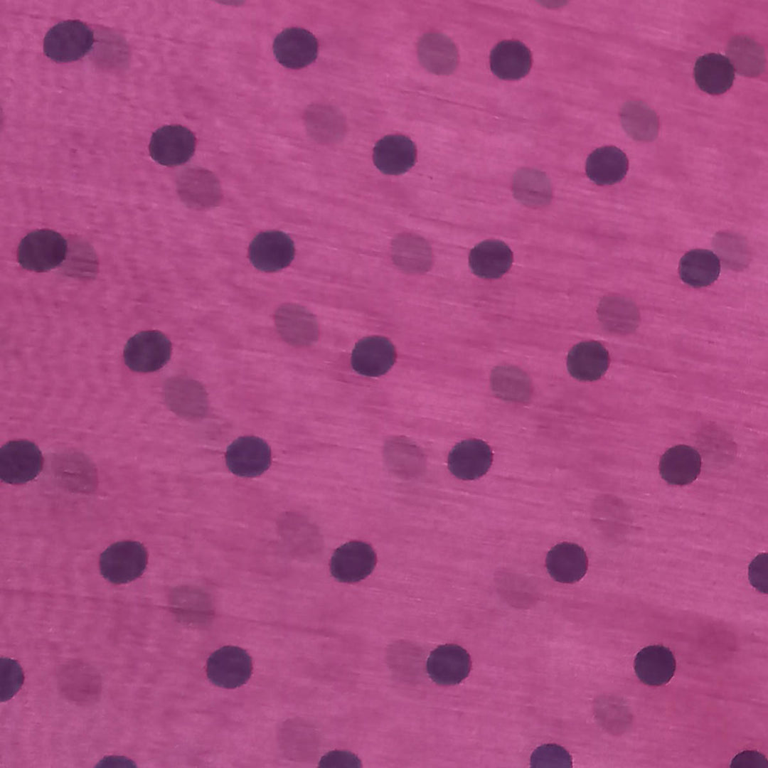 Bubblegum Pink Color Silk Fabric With Polka Dots