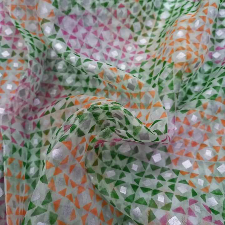 Multi-Color Printed Organza Fabric