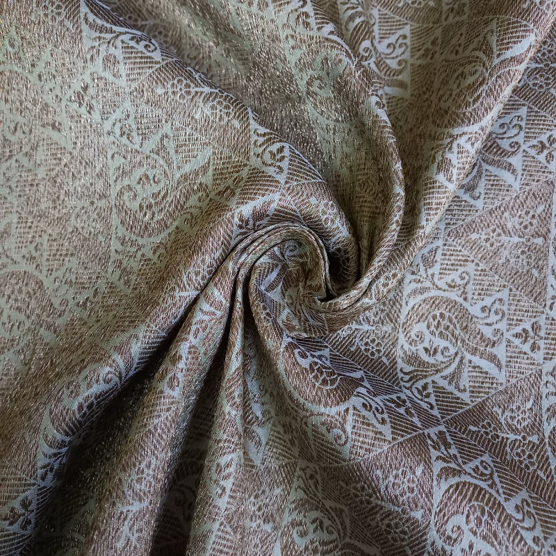 White Color  Jamawar Banarasi Fabric With Floral Motifs