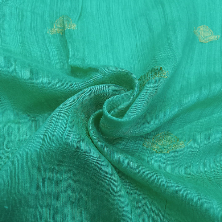 Turquoise Blue Color Woven Matka Silk Fabric