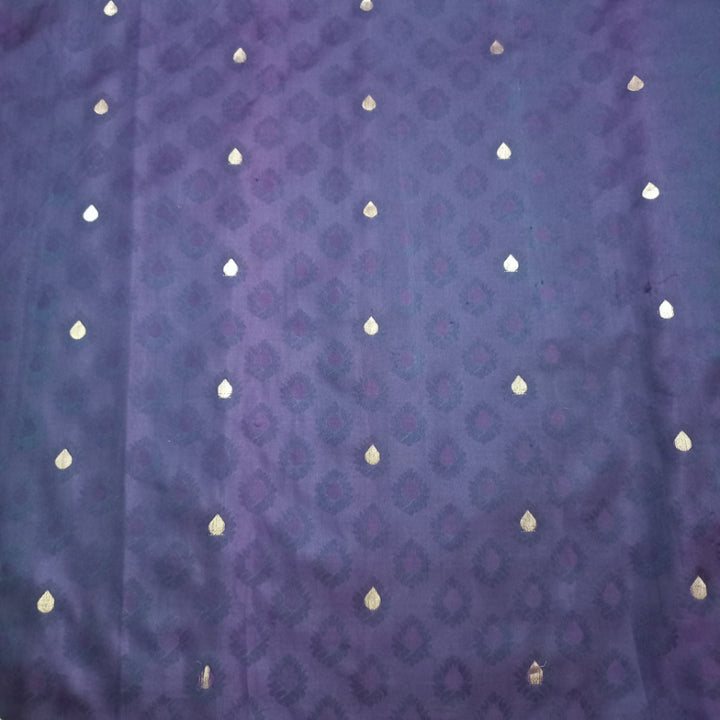 Maze Purple Colour Silk Fabric With Floral Buttas
