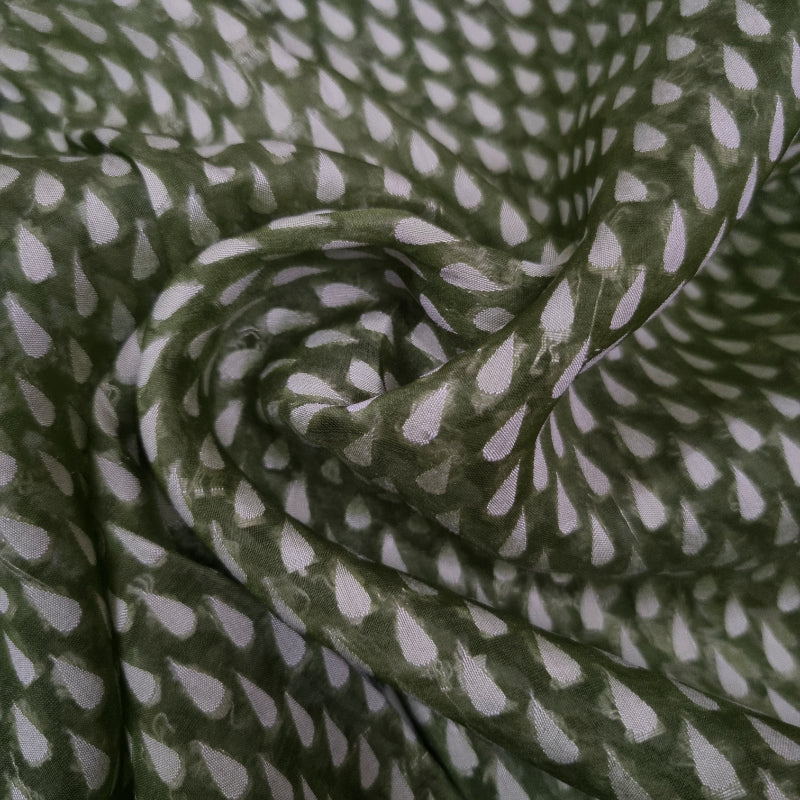 Seaweed Green Color Woven Organza Fabric