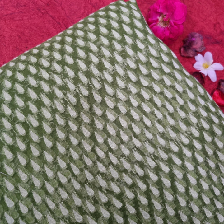 Seaweed Green Color Woven Organza Fabric