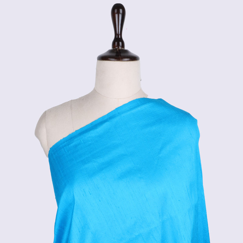 Cyan Blue Color Plain Silk Fabric
