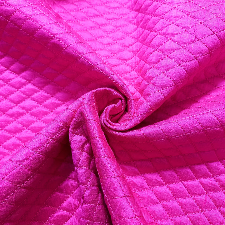 Hot Pink Color Rawsilk Emboridery Fabric