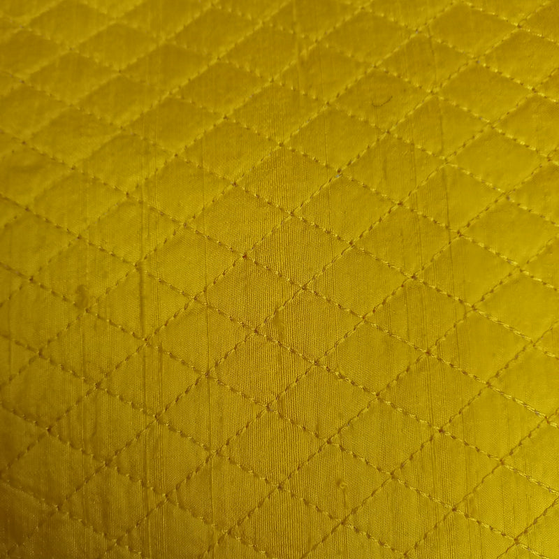 Chrome Yellow Color Rawsilk Self Thread Embroidery Fabric