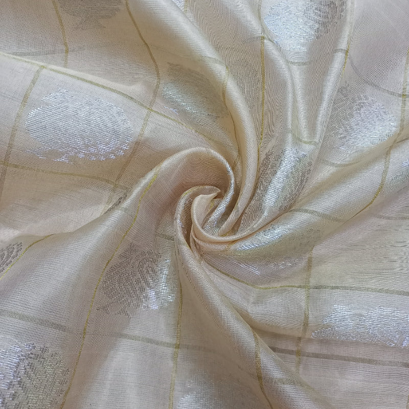 Off White Colour Uppada Silk Fabric With Peacock Motifs