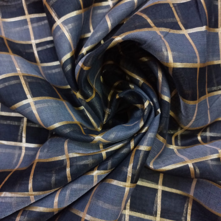 Multicolor Organza Fabric With Checked Pattern