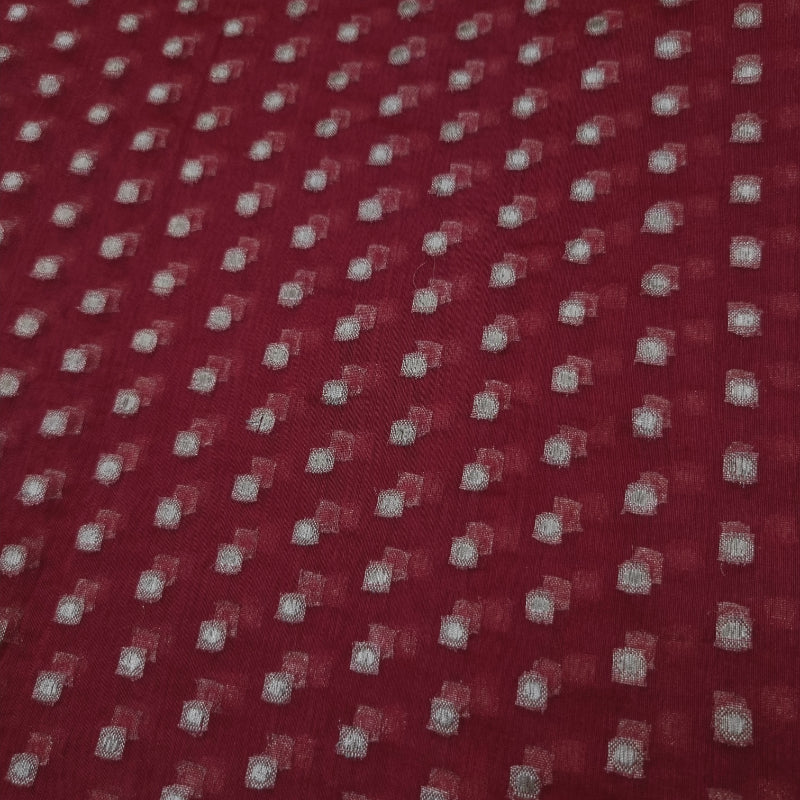 Dark Maroon Color Woven Organza Fabric