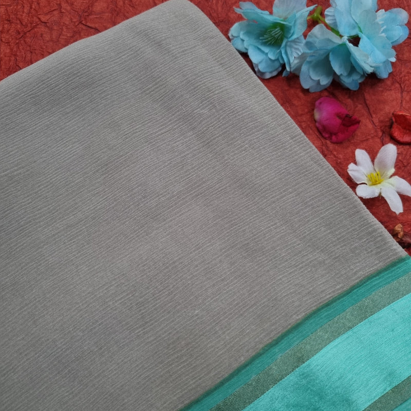 Gray Color Plain Chiffon Fabric