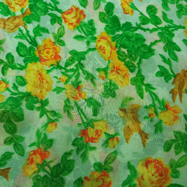 Multi-Color Floral Printed Silk Fabric