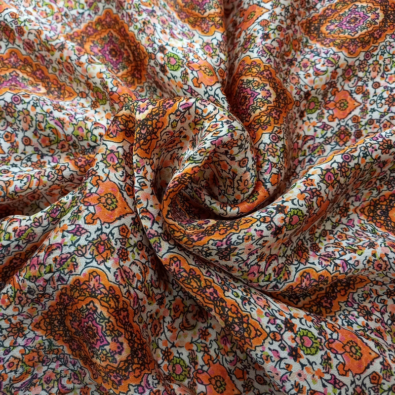 Multi Color Floral Printed Silk Fabric