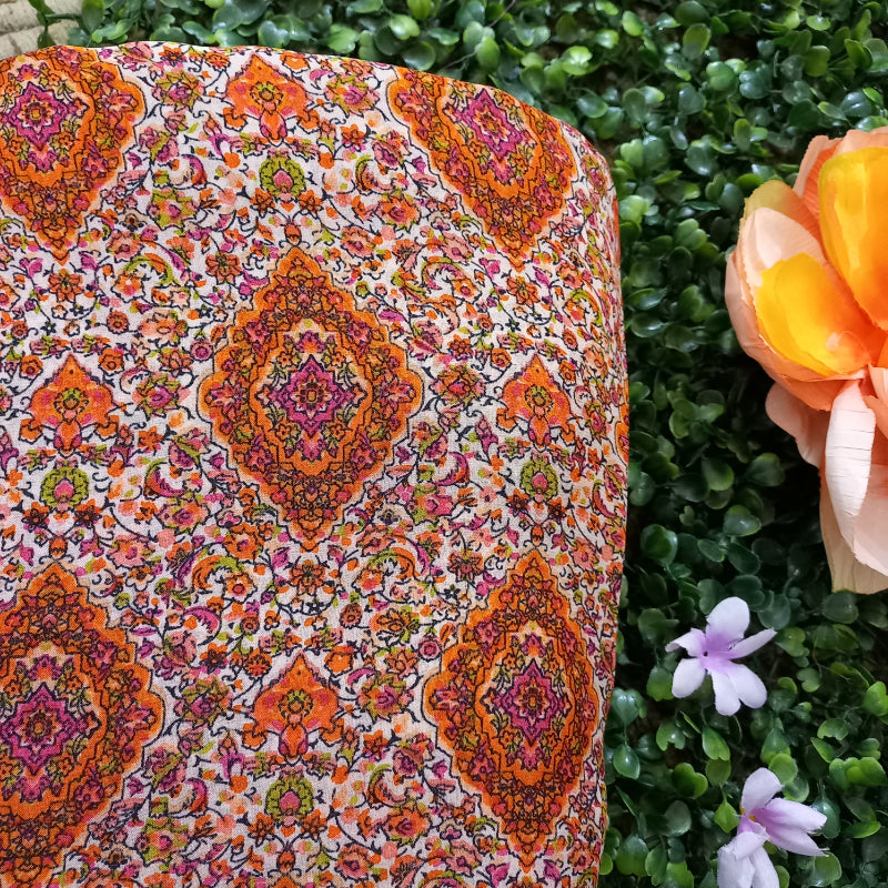 Multi Color Floral Printed Silk Fabric