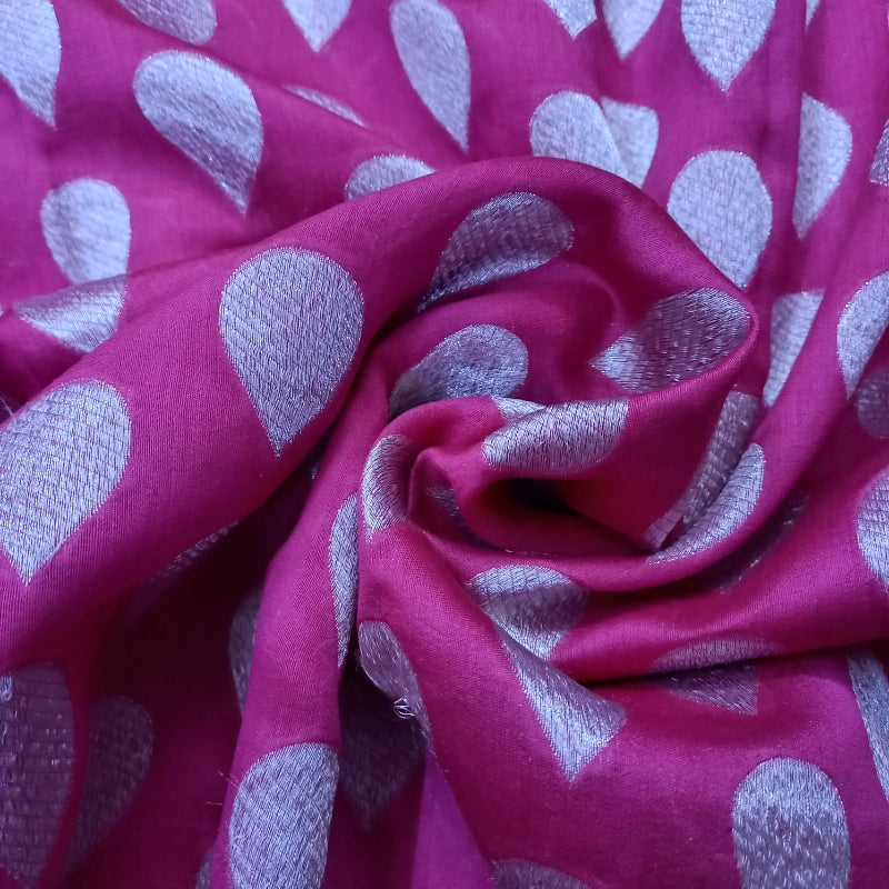 Gulabi Deep Pink Brocaded Silk Fabric