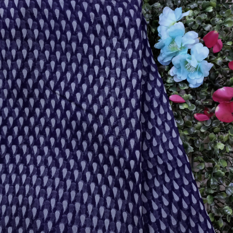 Dark Navy Blue Color Organza Fabric With Zari Weaving