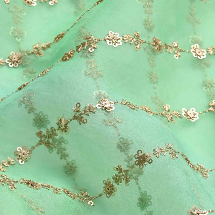 Pastel Jade Green Organza Embroidery Dupatta