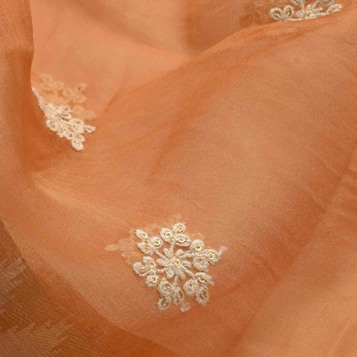Dull Orange Organza Embroidery Dupatta