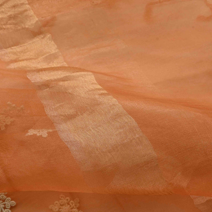 Dull Orange Organza Embroidery Dupatta