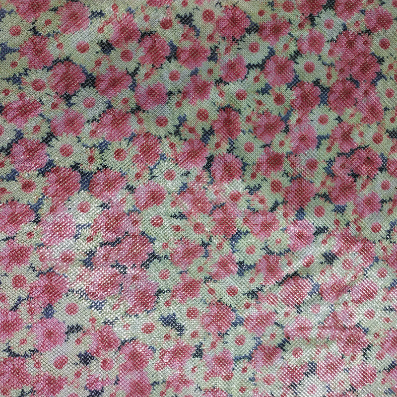 Cream And Pink Color Floral Print Fancy Fabric