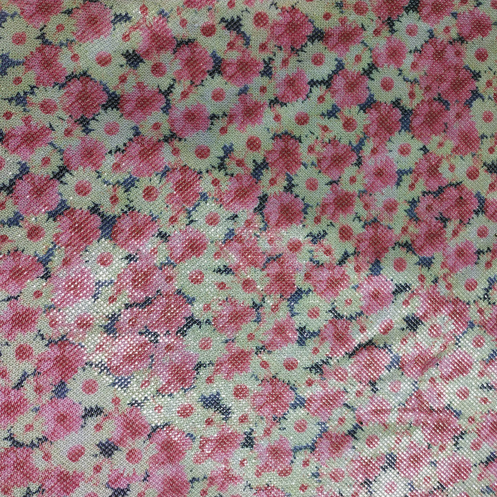 Cream And Pink Color Floral Print Fancy Fabric