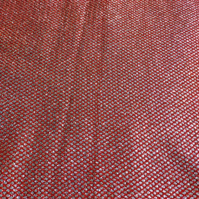 Golden With Brick Red Shimmery Textured Fancy Fabric