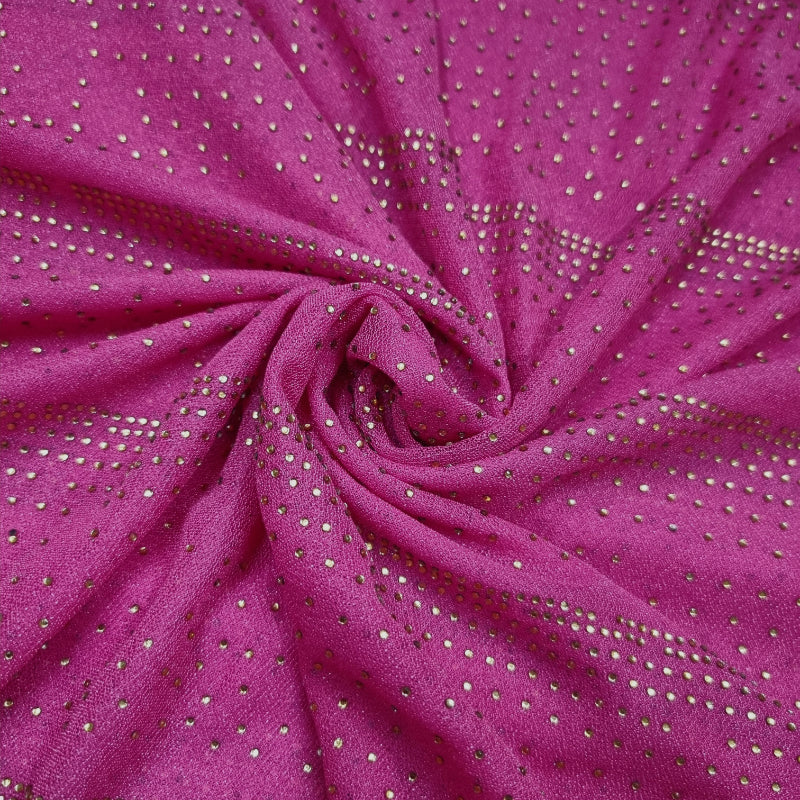 Hot Pink Colour Fancy Fabric With Mukaish Work