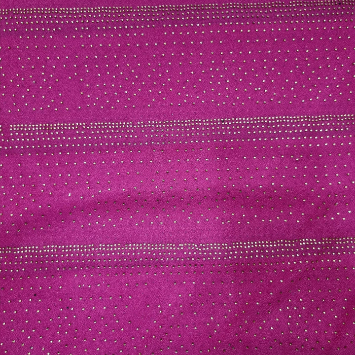 Hot Pink Colour Fancy Fabric With Mukaish Work