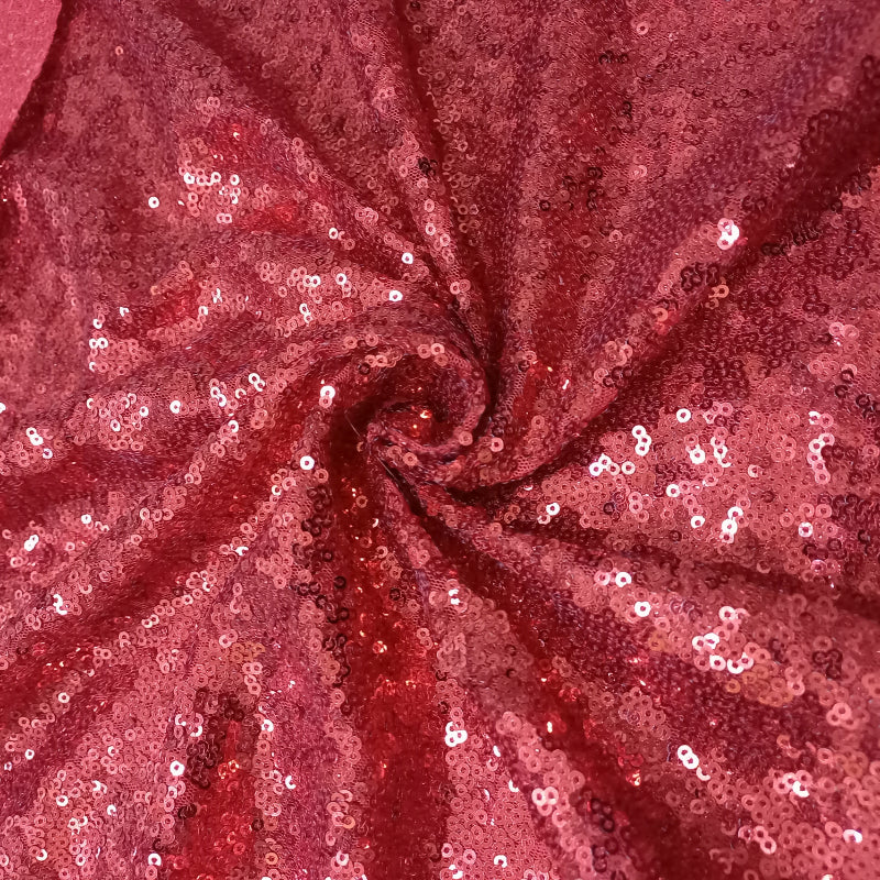 Red Color Sequins Fancy Fabric