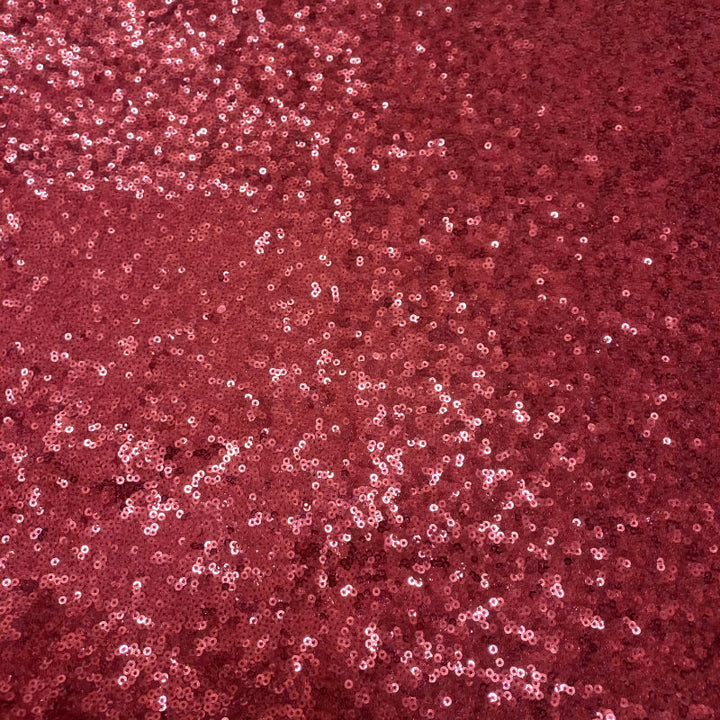 Red Color Sequins Fancy Fabric