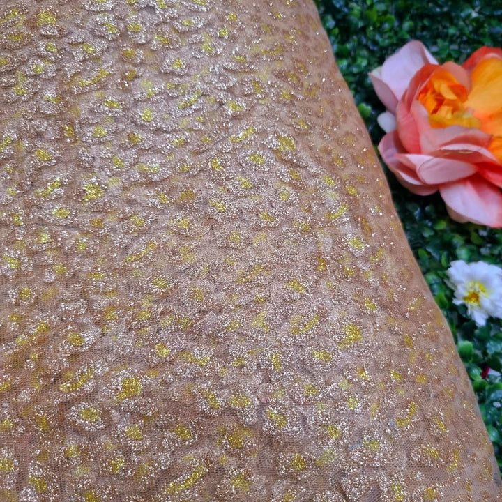 Golden Beige Color With Glitter Fancy Fabric