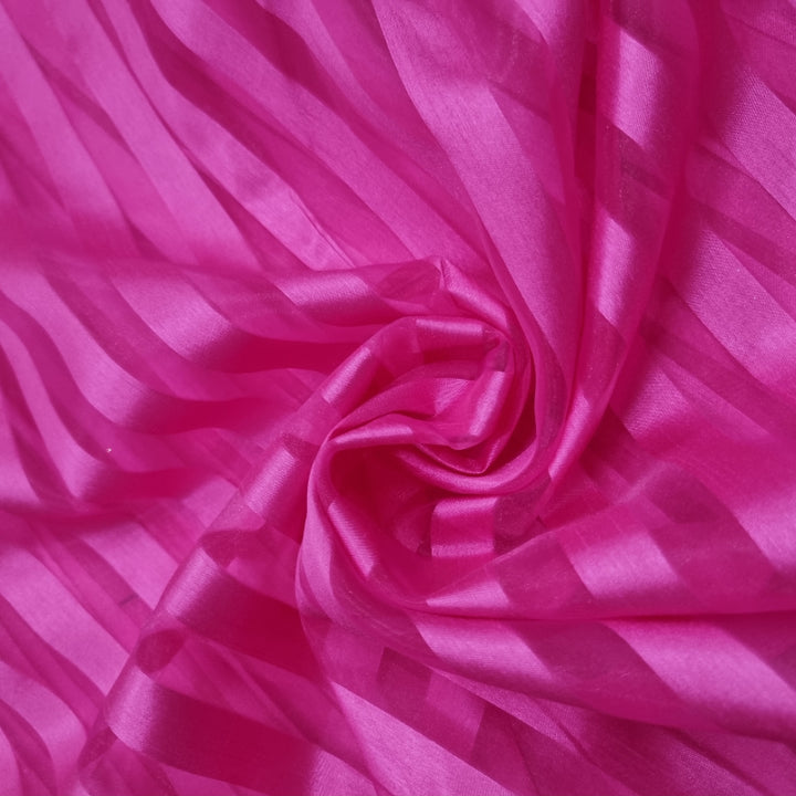 Hot Pink Color Stripes Printed Fancy Fabric