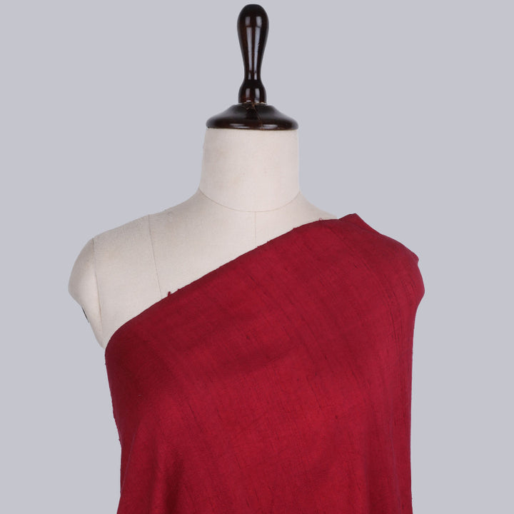 Cherry Red Color Plain Silk Fabric