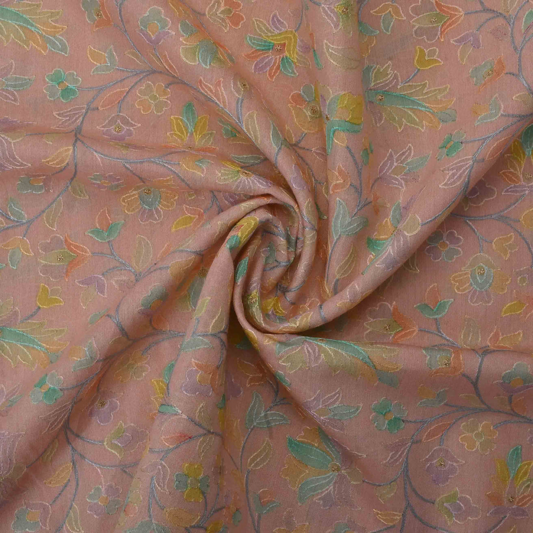 Baby Pink Moonga Embroidery Fabric