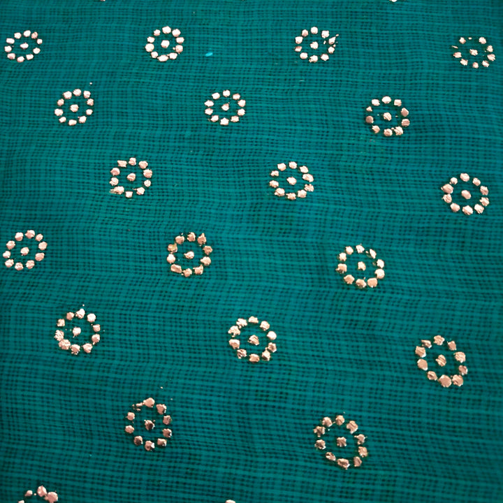 Bottle Green Tikki Work Kota Fabric