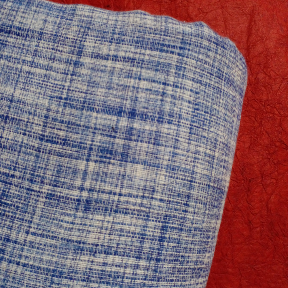Blue And White Twill Plain Matka Handloom Fabric