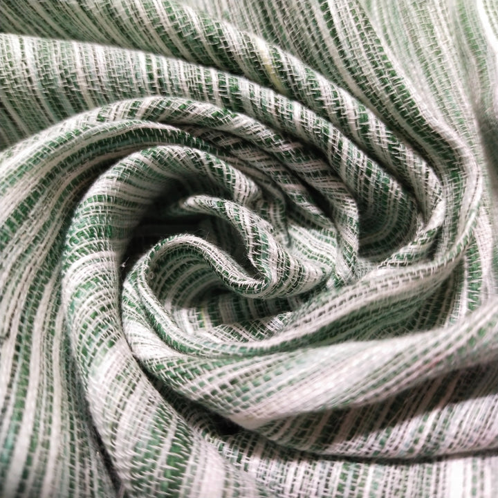Tea Green And White Twill Plain Matka Handloom Fabric