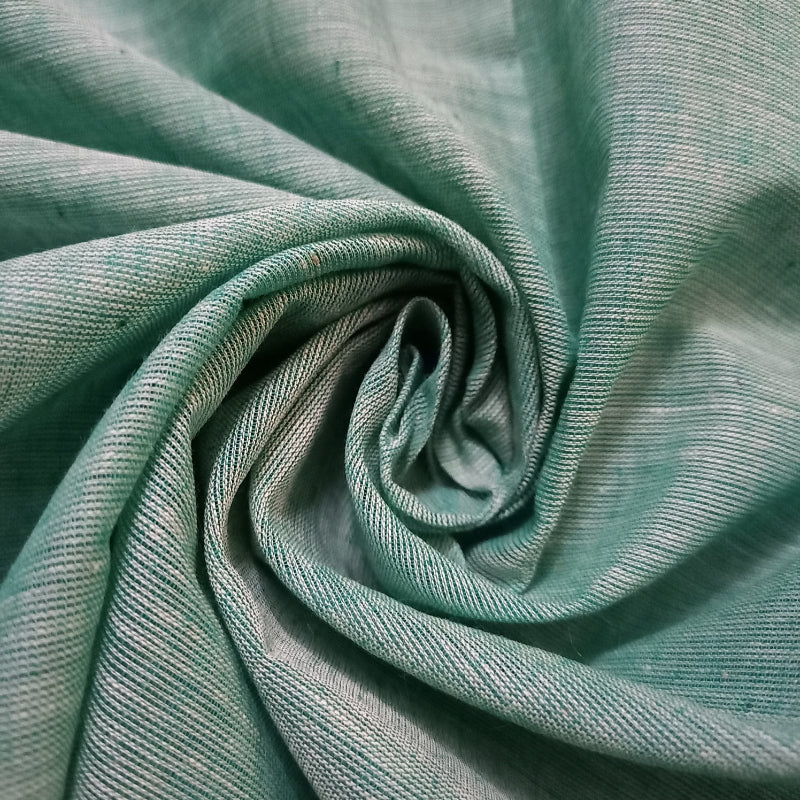 Viridian Green Color Plain Handloom Cotton Fabric