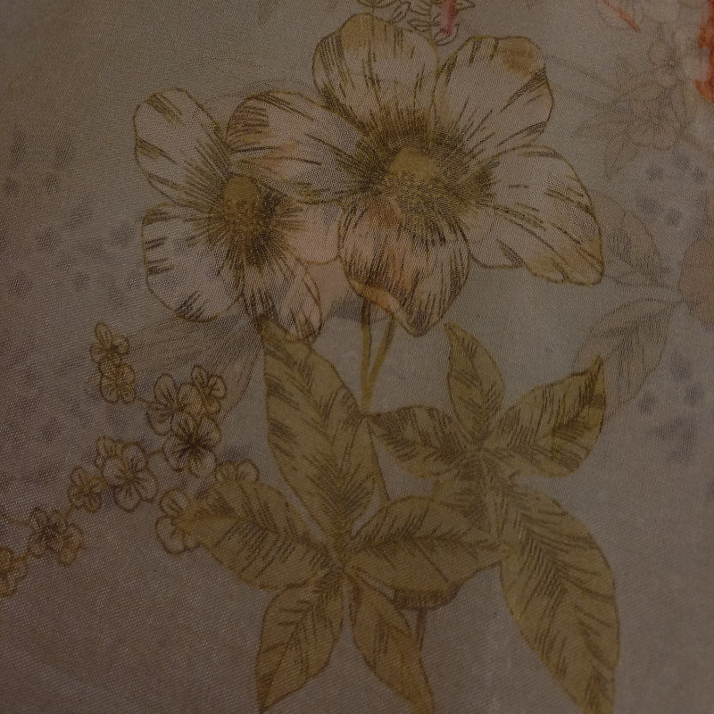 Mint Green Organza Fabric With Floral Print