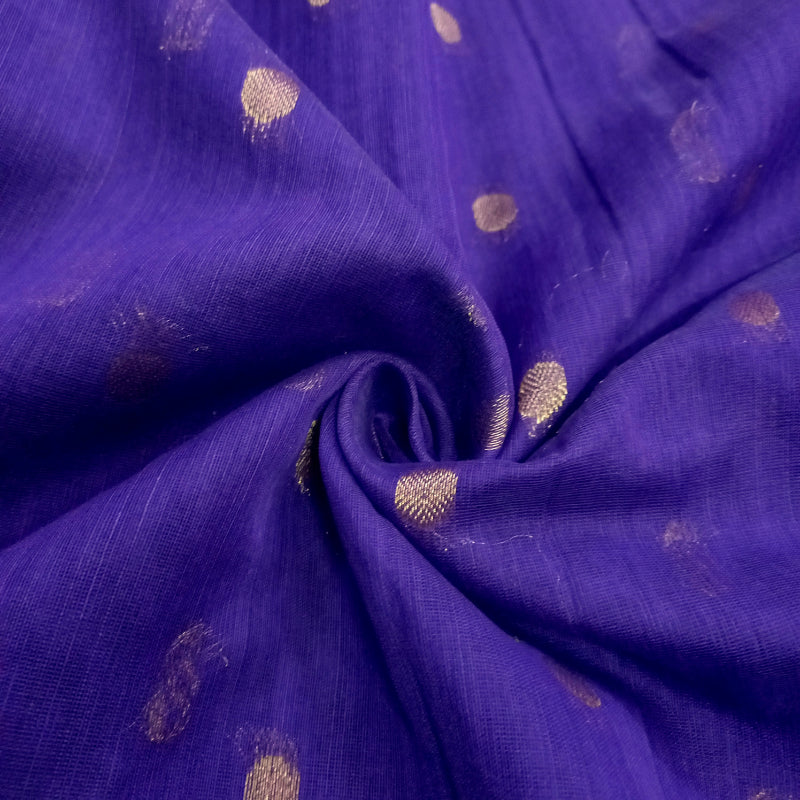 Violet Colour Matka Silk Fabric With Small Buttas