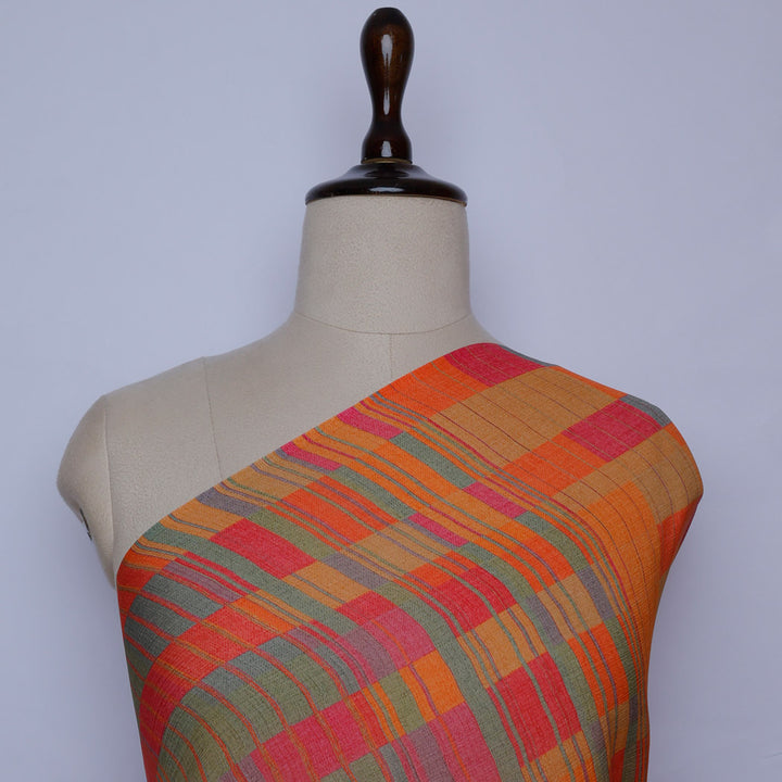 Orange Multicolor Chiffon Fabric