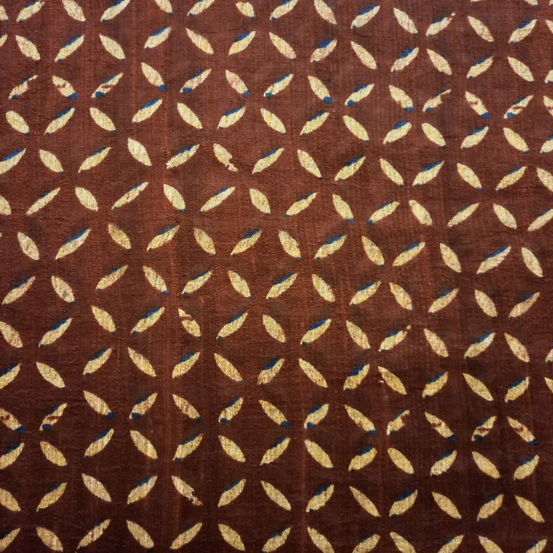Sangria Maroon Color Printed Raw Silk Fabric